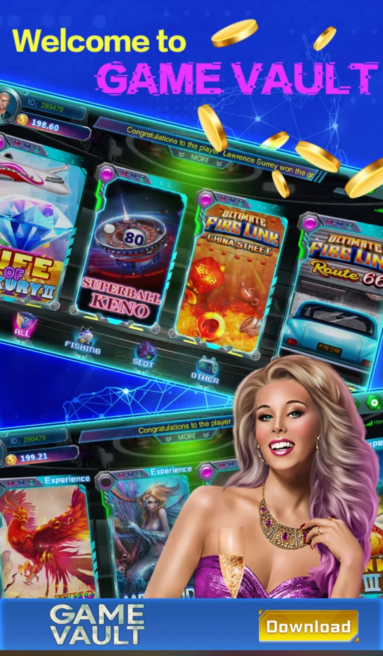 Online slot machines display with jackpot reels and female character