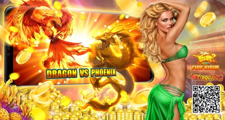 Dragon vs Phoenix slot game artwork with fiery fantasy characters